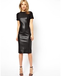Asos Pencil Dress With Leather Look Panels