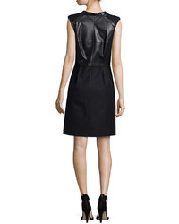 Kaufman Franco Sleeveless Leather Combo Dress Onyx