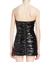 Saint Laurent Strapless Shirred Mini Dress Black