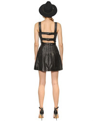 The Kooples Buckled Pleated Smooth Leather Dress
