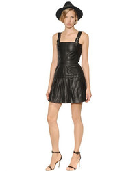 The Kooples Buckled Pleated Smooth Leather Dress