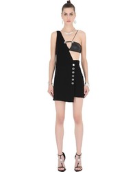 Versus Asymmetrical Dress With Leather Detail