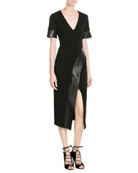 David Koma Wool Dress With Leather