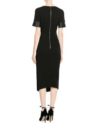 David Koma Wool Dress With Leather