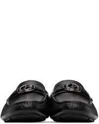 Giorgio Armani Black Leather Driving Loafers