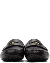 Versace Black Leather Penny Loafers