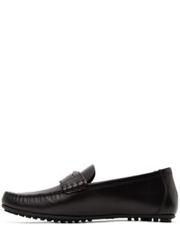 Versace Black Leather Penny Loafers