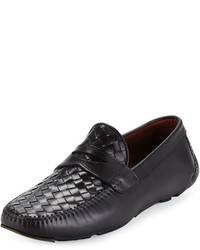 Magnanni For Neiman Marcus Woven Leather Penny Driver