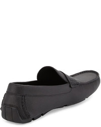Kenneth Cole In Theme Saffiano Leather Slip On Driver Black