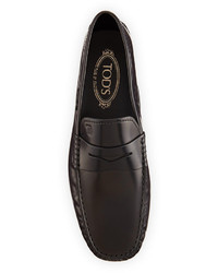 Tod's Leather Penny Driver Slip On Black
