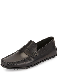 Tod's Leather Penny Driver Slip On Black
