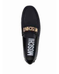 Moschino Logo Plaque Pebbled Loafers