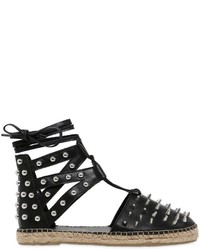 Sarah Summer 10mm Studded Leather Lace Up Espadrilles