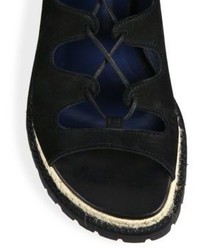 Sacai Leather Espadrille Wrap Sandals