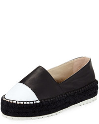 Etienne Aigner Willow Leather Platform Espadrille Black