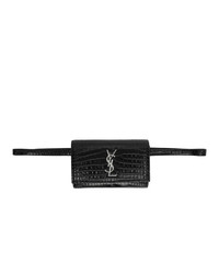 Saint Laurent Black Croc Kate Belt Bag