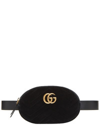 Gucci Black Velvet Gg Marmont Matelass Belt Bag