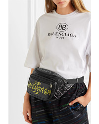 Balenciaga Explorer Graffiti Printed Textured Leather Belt Bag