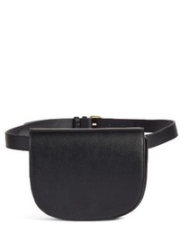 Faux Leather Saddle Belt Bag Black