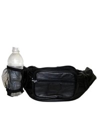 Leather in Chicago, Inc. Hollywood Tag Black Leather Fanny Pack With Bottle Holder