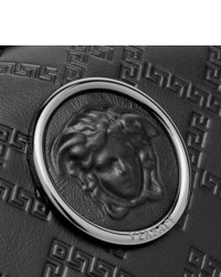 Versace Logo Appliqud Leather And Canvas Belt Bag