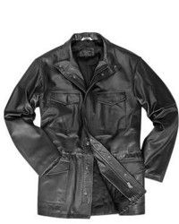 Forzieri Black Italian Four Pocket Leather Jacket