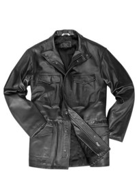 Forzieri Black Italian Four Pocket Leather Jacket