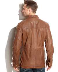 Cole Haan Vintage Leather Four Pocket Moto Jacket