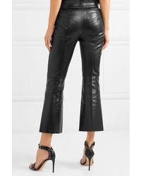 Alexander McQueen Cropped Leather Flared Pants
