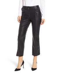 David Lerner Pintuck Flare Faux Leather Trousers