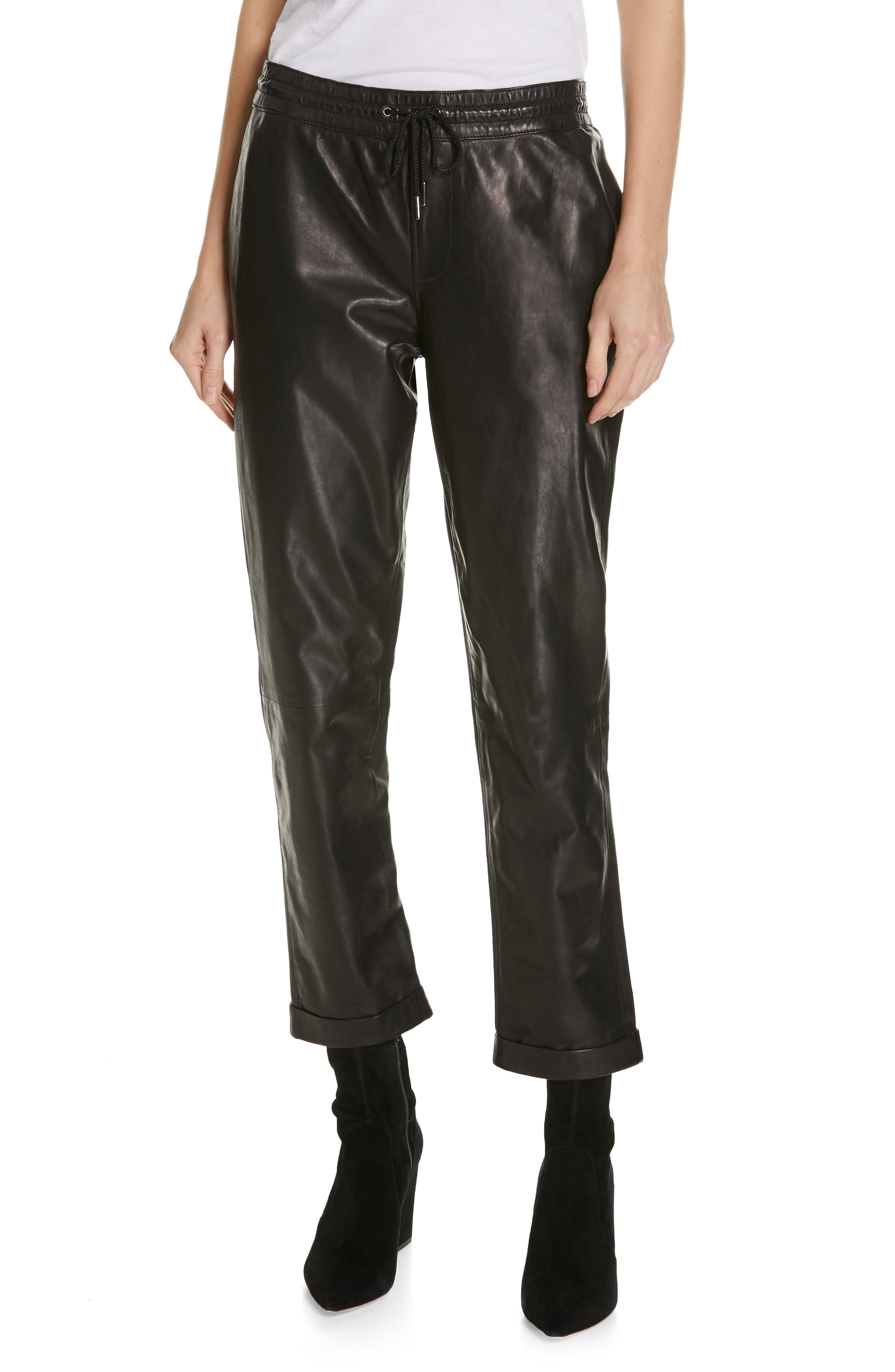 Frame Pull On Leather Trousers, $995 