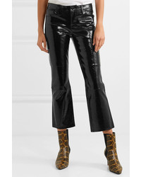 J Brand Selena Cropped Glossed Leather Bootcut Pants