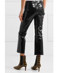J Brand Selena Cropped Glossed Leather Bootcut Pants