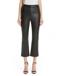 St. John Collection Stretch Nappa Leather Crop Pants