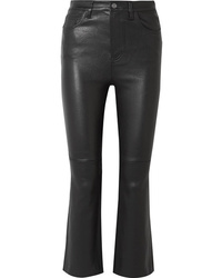 Current/Elliott The Kick Cropped Leather Flared Pants