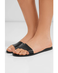 Ancient Greek Sandals Arsinoi Leather Slides Black