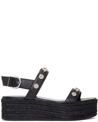 Versace Black Flatform Espadrille Sandals