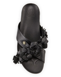 Tory Burch Blossom Leather Slide Sandal Black