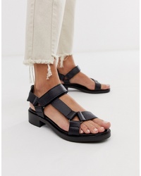 ASOS WHITE Bluebell Leather Sporty Sandals In Black