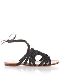 Francesco Russo Braided Leather Flat Sandals