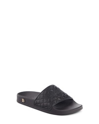 Balmain Calypso Quilted Leather Slide Sandal