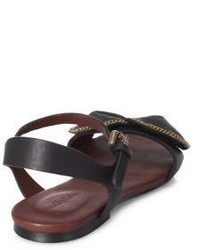 See by Chloe Clara Chain Trim Leather Flat Sandals