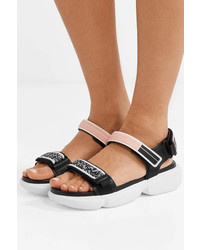 Prada Cloudbust Logo Embossed Rubber And Med Leather Sandals