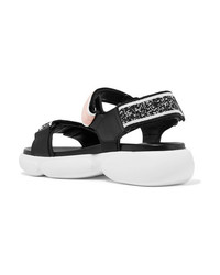Prada Cloudbust Logo Embossed Rubber And Med Leather Sandals