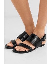 Dries Van Noten Croc Effect Leather Slingback Sandals