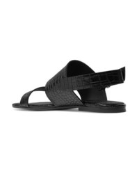 Dries Van Noten Croc Effect Leather Slingback Sandals