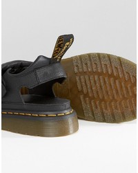 Dr. Martens Dr Martens Hayden Grunge Black Leather T Bar Flat Sandals