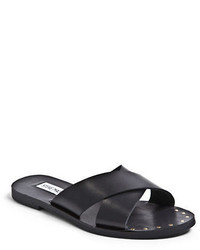 Steve Madden Dryzzle Leather Flat Slide Sandals