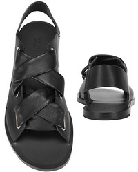 Rag & Bone Elda Cross Strap Leather Flat Sandal Black