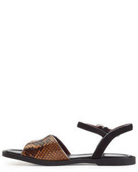 Marc by Marc Jacobs Embossed Leather And Suede Flat Sandals